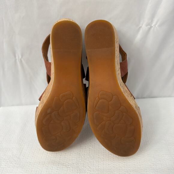 Kork Ease Sandals Womens Size 9 M Ashcroft Leather Wedge Brown Slingback - Picture 10 of 10